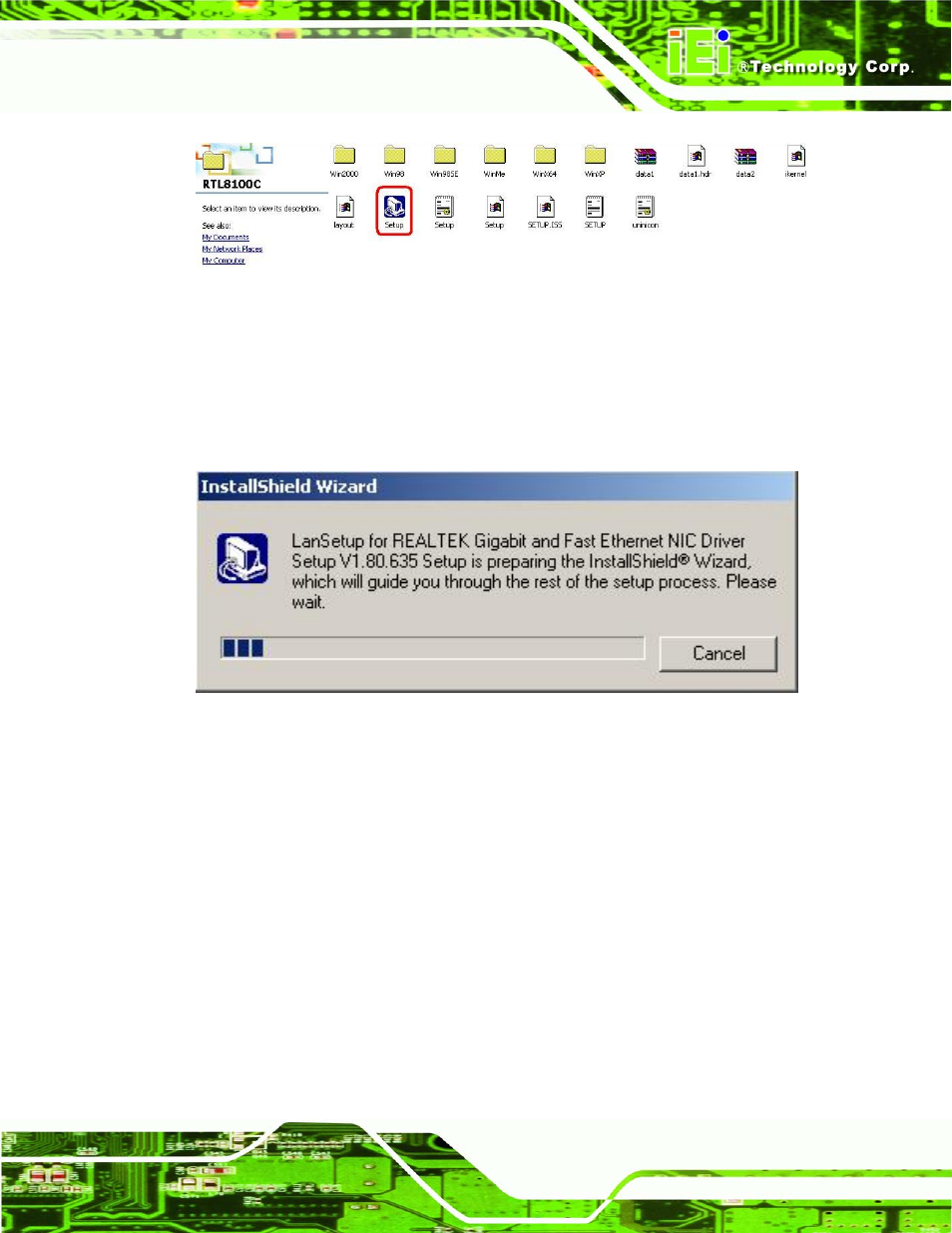 Figure 7-1: locate the setup program icon, Figure 7-2: preparing setup screen | IEI Integration IEM-LX v1.00 User Manual | Page 99 / 140