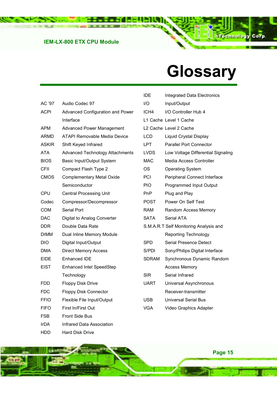 Glossary | IEI Integration IEM-LX v1.10 User Manual | Page 15 / 152