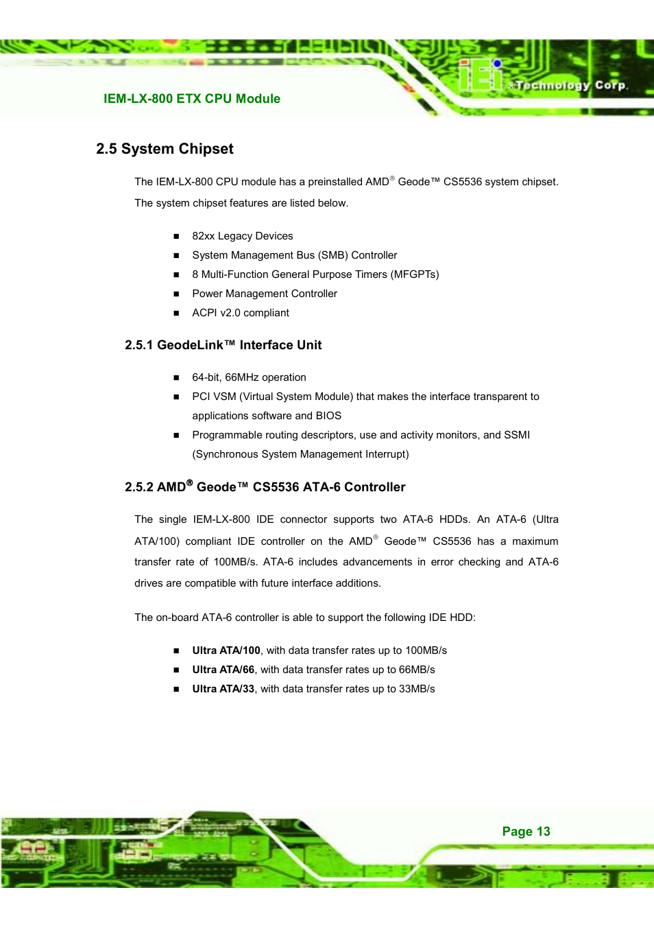 5 system chipset | IEI Integration IEM-LX v1.10 User Manual | Page 29 / 152