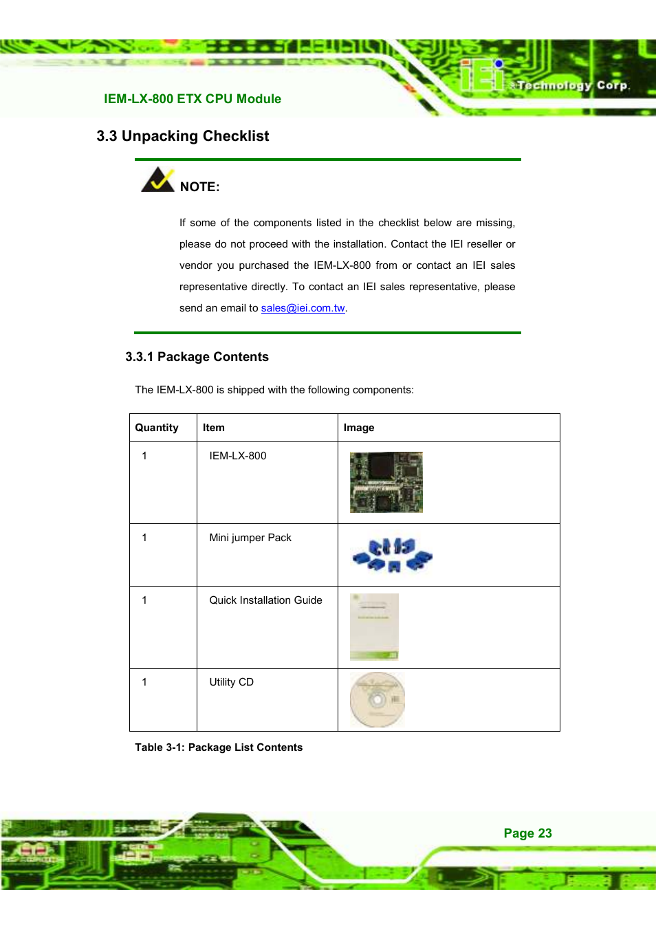 3 unpacking checklist | IEI Integration IEM-LX v1.10 User Manual | Page 39 / 152