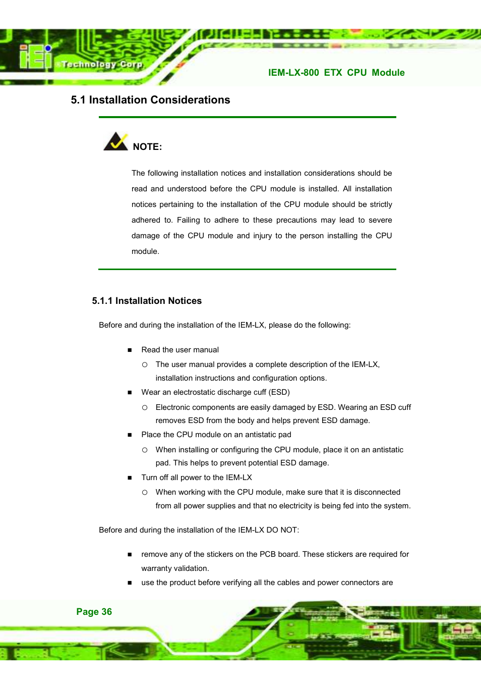 1 installation considerations | IEI Integration IEM-LX v1.10 User Manual | Page 52 / 152