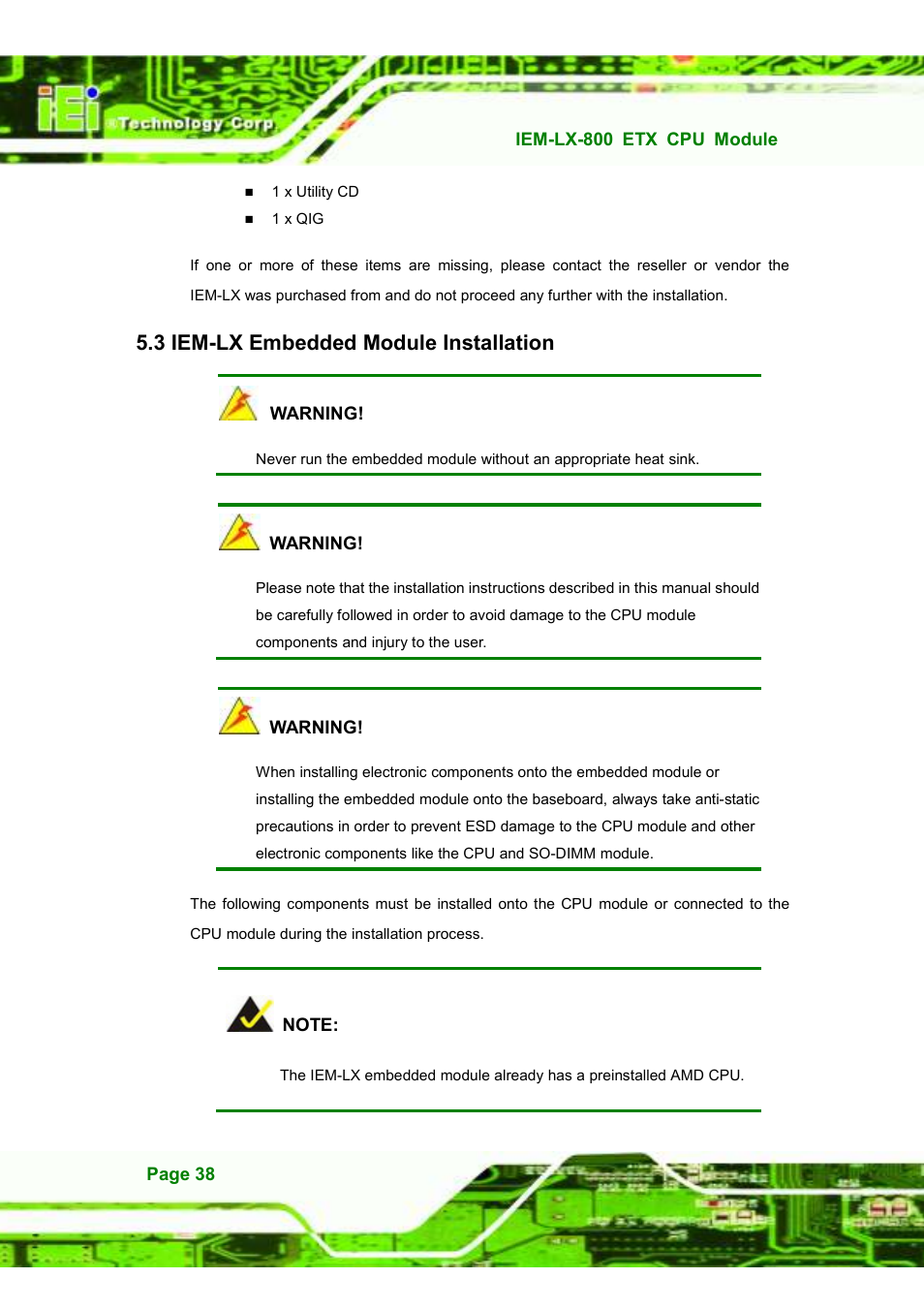 3 iem-lx embedded module installation | IEI Integration IEM-LX v1.10 User Manual | Page 54 / 152