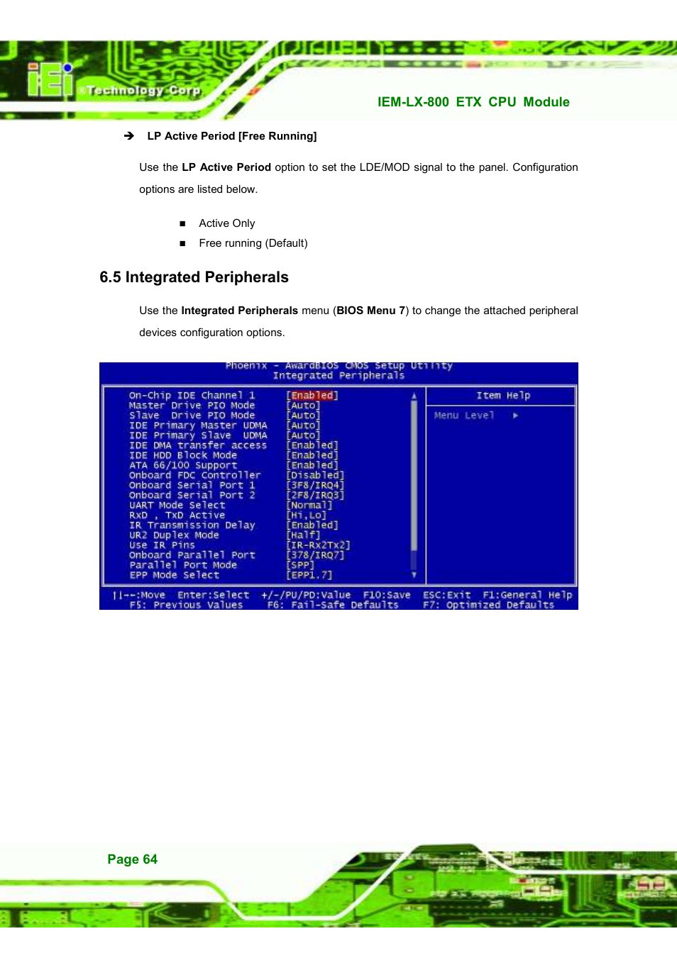 5 integrated peripherals | IEI Integration IEM-LX v1.10 User Manual | Page 80 / 152