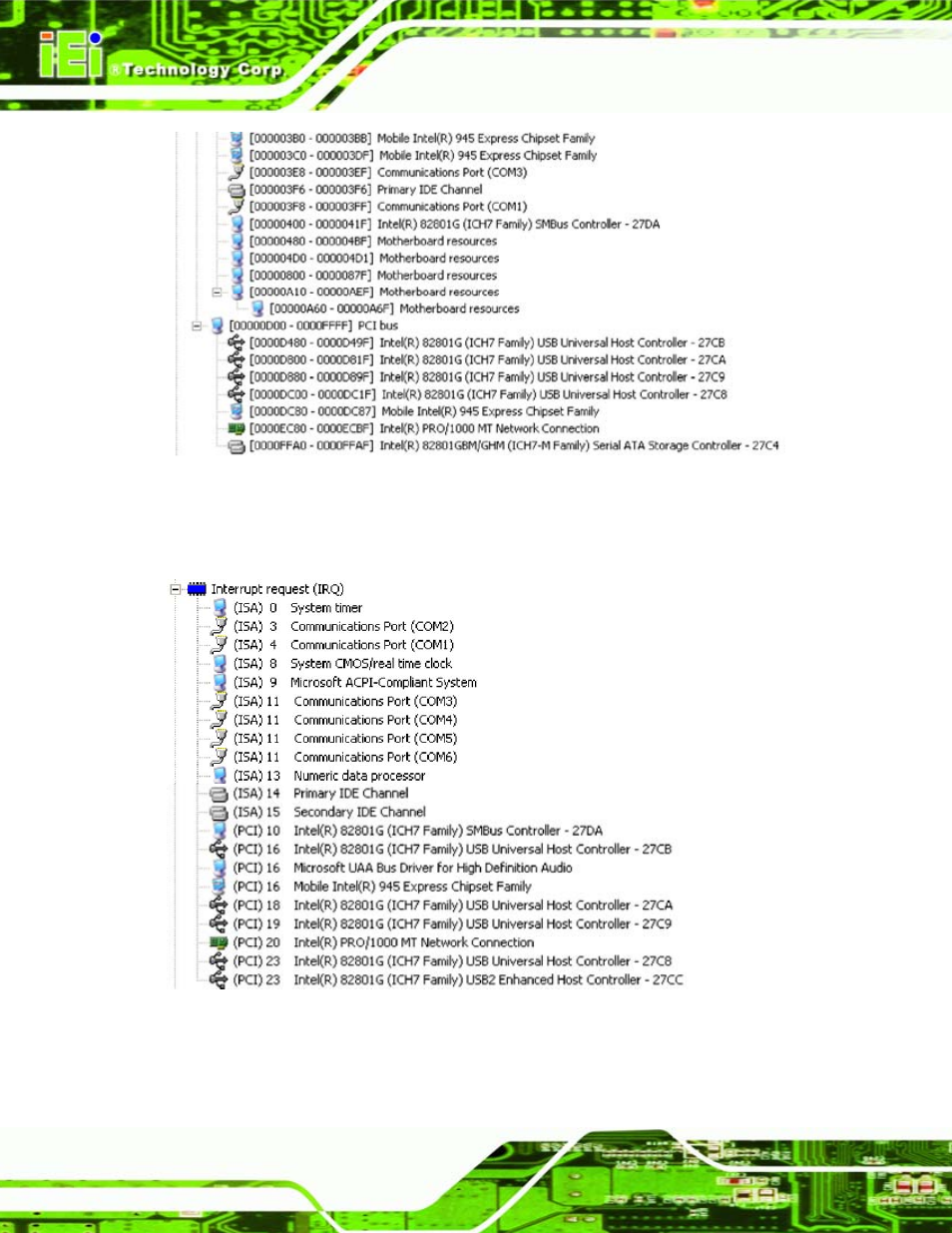D.3 interrupt request (irq), Nterrupt, Equest | Irq) | IEI Integration IEM-945GSE User Manual | Page 140 / 148