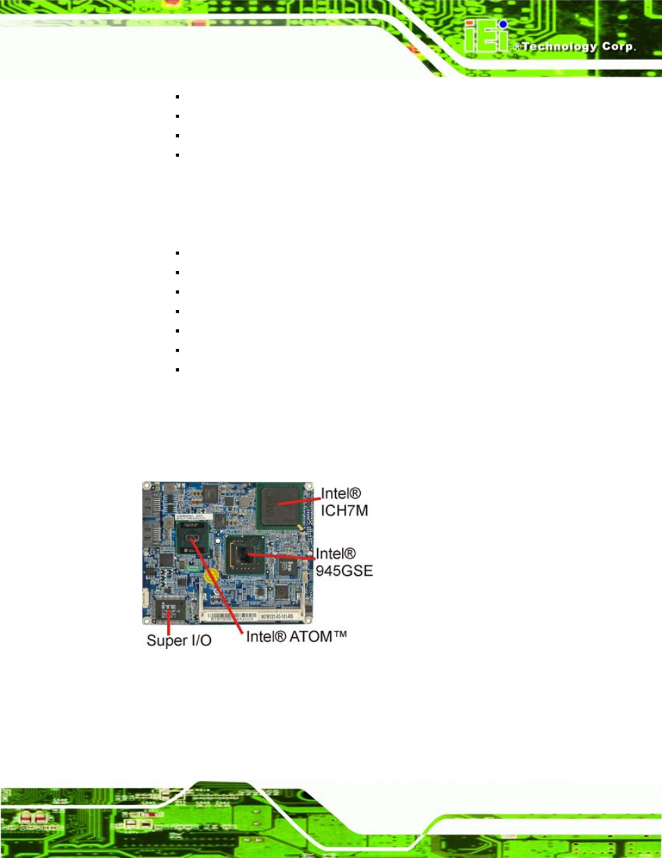 Features, Overview picture, Eatures | Verview, Icture, Figure 1-2: iem-945gse overview (front side), 4 features, 5 overview picture | IEI Integration IEM-945GSE User Manual | Page 15 / 148