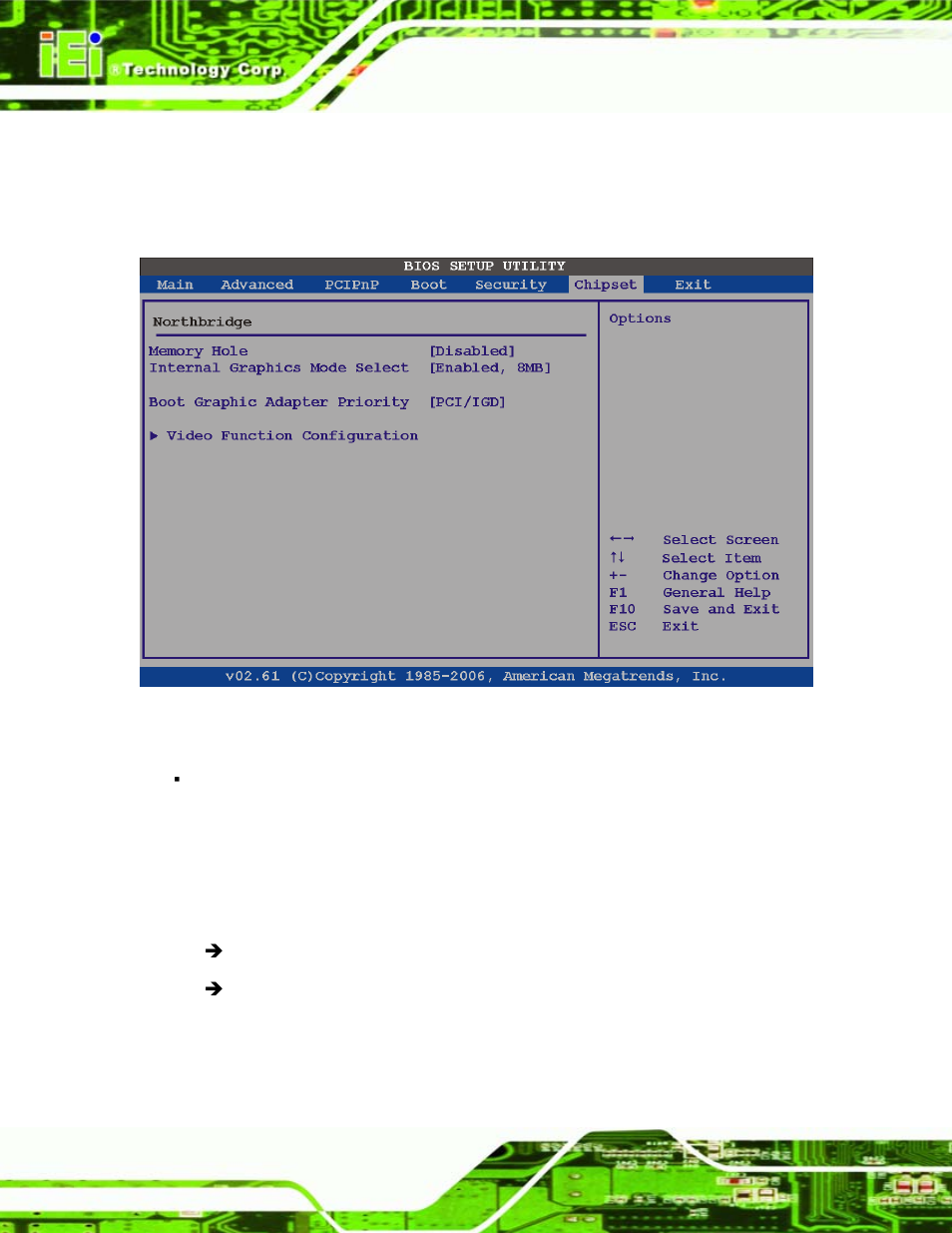 1 northbridge chipset configuration, Bios menu 21: northbridge chipset configuration | IEI Integration IEM-945GSE User Manual | Page 94 / 148