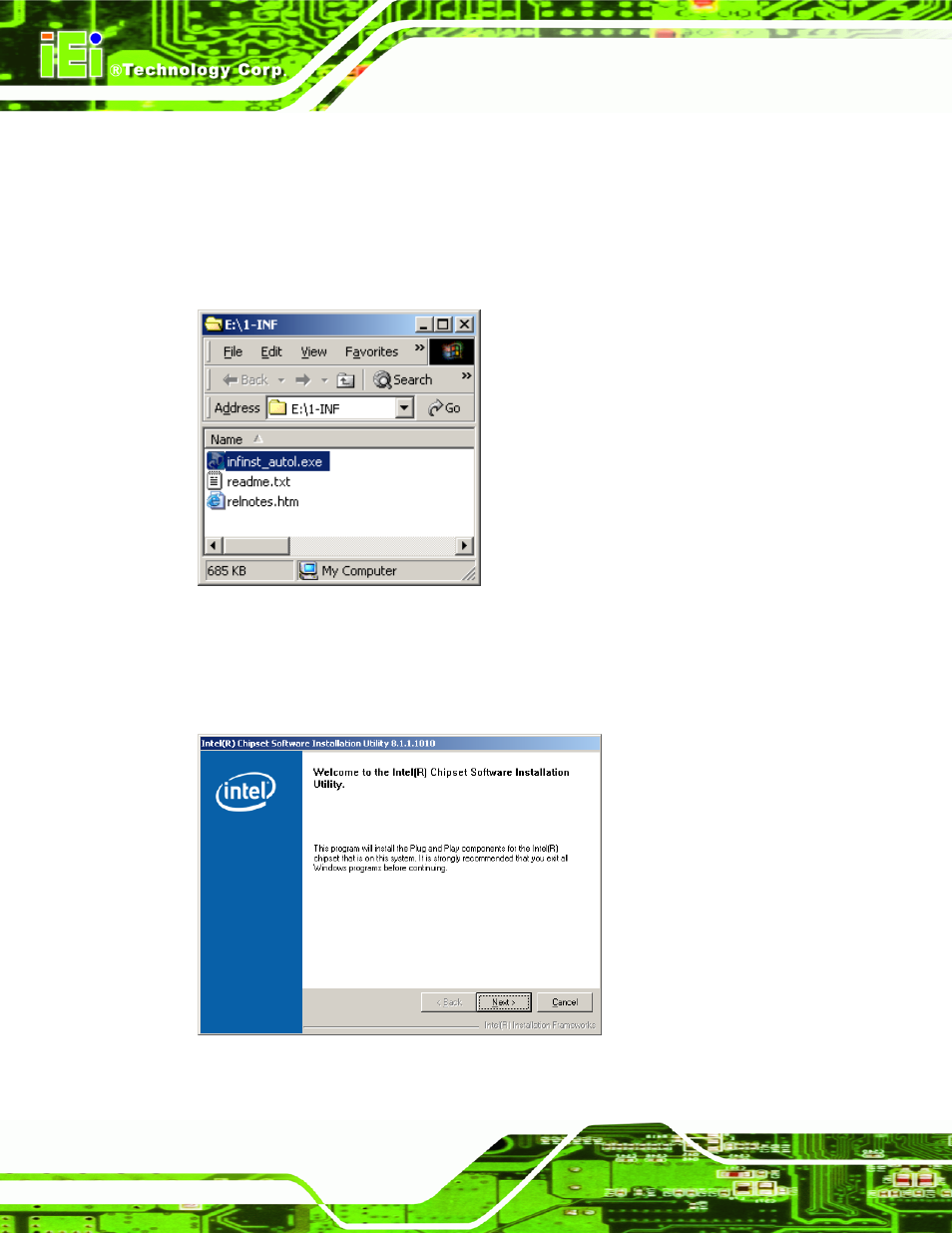 3 intel® chipset driver installation, Ntel, Hipset | River, Nstallation, 3 intel, Chipset driver installation | IEI Integration IEM-9452 User Manual | Page 120 / 172