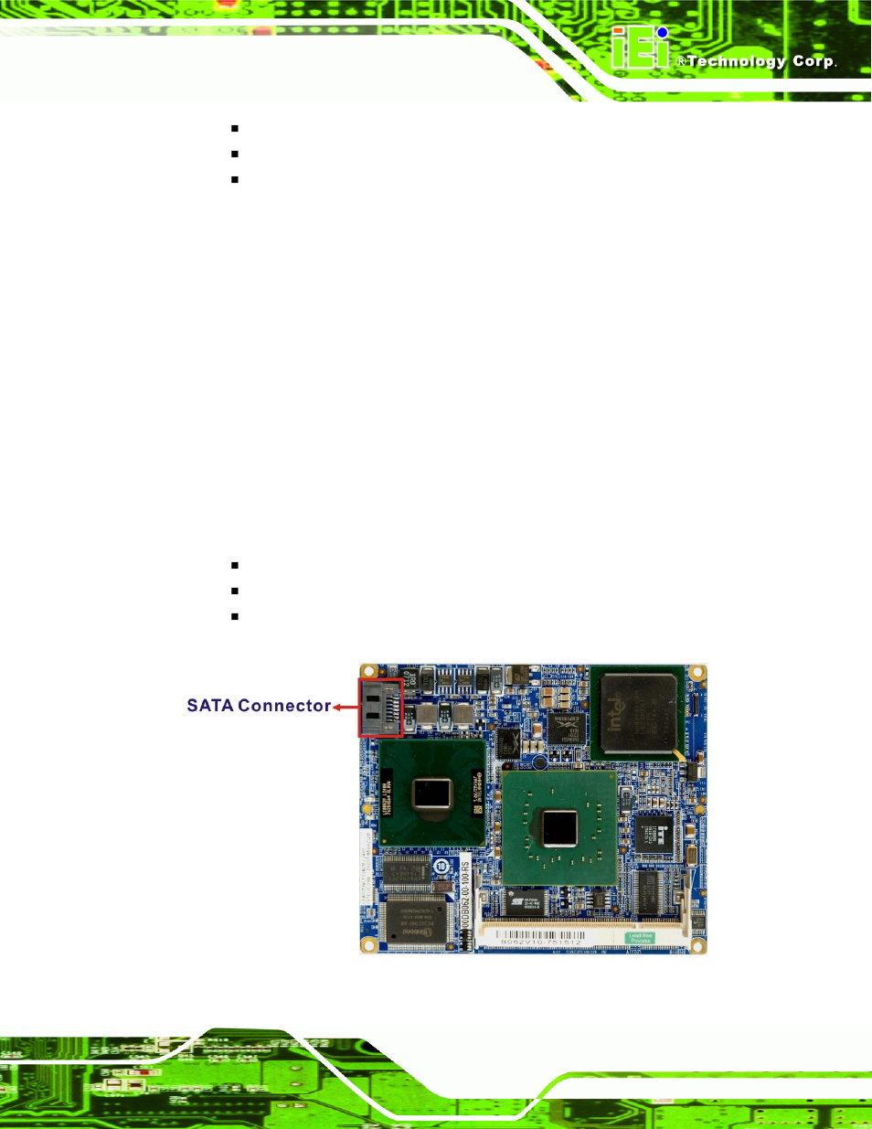 7 intel® ich7-m real time clock, 8 intel® ich7-m sata controller, 7 intel | Ich7-m real time clock, 8 intel, Ich7-m sata controller, Figure 2-6: sata connector | IEI Integration IEM-9452 User Manual | Page 33 / 172
