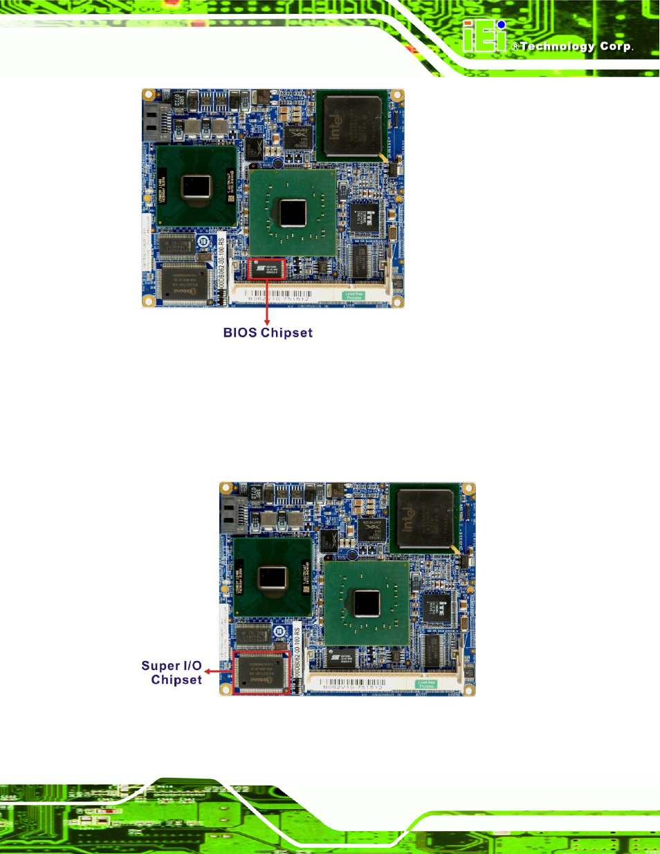 3 super i/o chipset, Figure 2-7: bios chipset, Figure 2-8: super i/o chipset | IEI Integration IEM-9452 User Manual | Page 35 / 172
