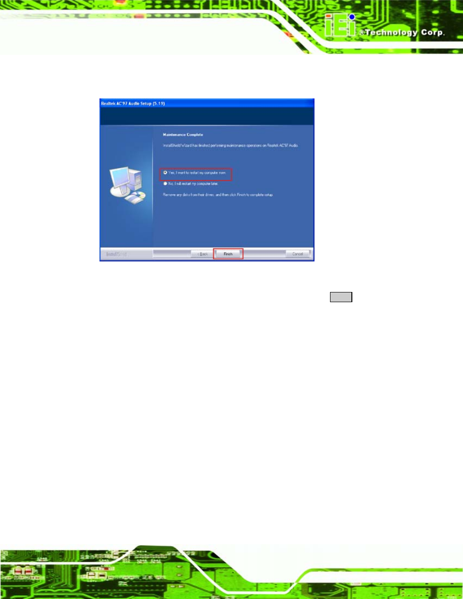 Figure 7-23: ac’97 driver installation complete | IEI Integration eKINO-945GSE v1.01 User Manual | Page 171 / 215