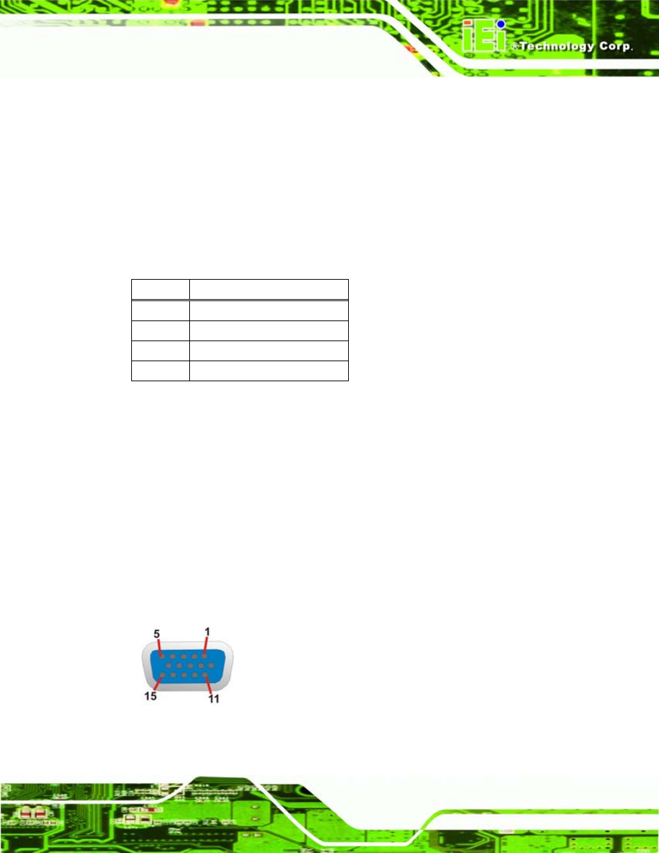 5 usb connectors, 6 vga connector, Figure 4-28: vga connector | Table 4-24: usb port pinouts | IEI Integration eKINO-945GSE v1.01 User Manual | Page 75 / 215