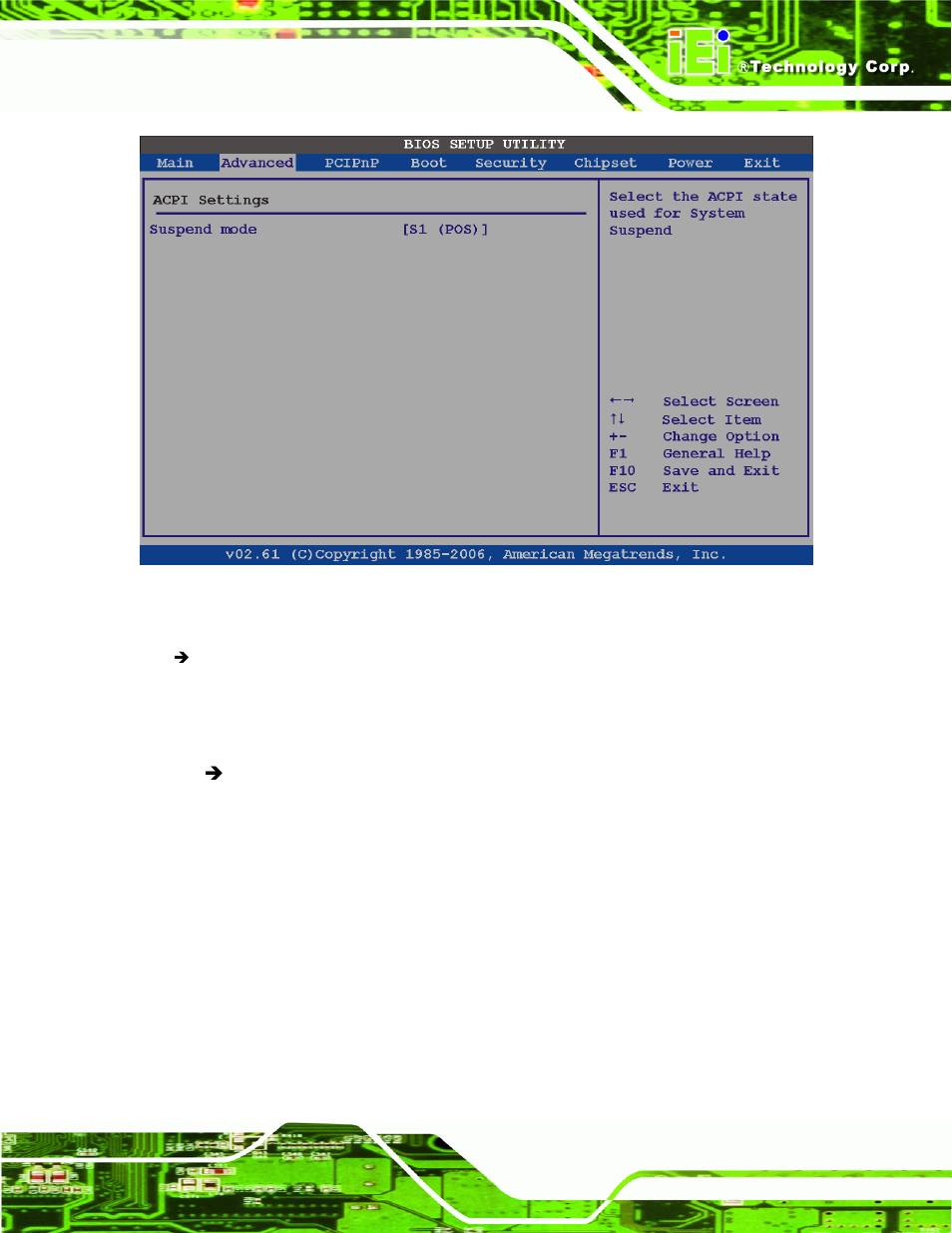 Bios menu 9: acpi configuration | IEI Integration eKINO-945GSE v1.12 User Manual | Page 127 / 215