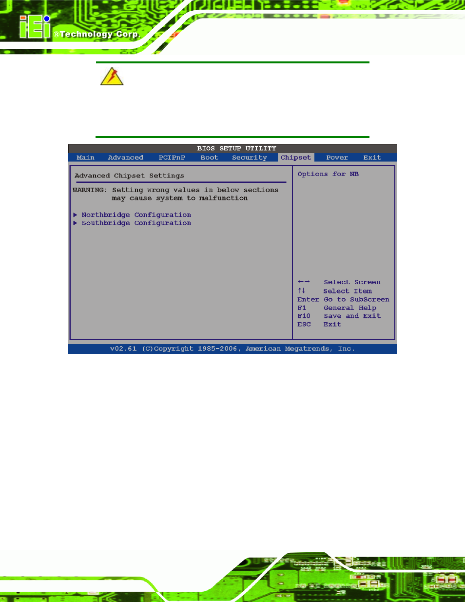 Bios menu 21: chipset | IEI Integration eKINO-945GSE v1.12 User Manual | Page 146 / 215