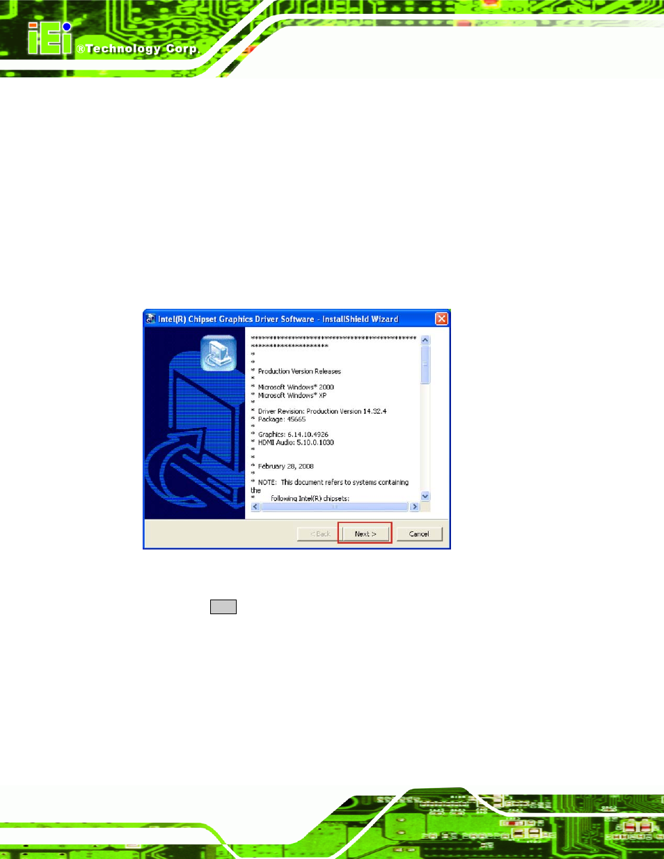 4 vga driver installation, River, Nstallation | Figure 7-9: vga driver read me file | IEI Integration eKINO-945GSE v1.12 User Manual | Page 162 / 215