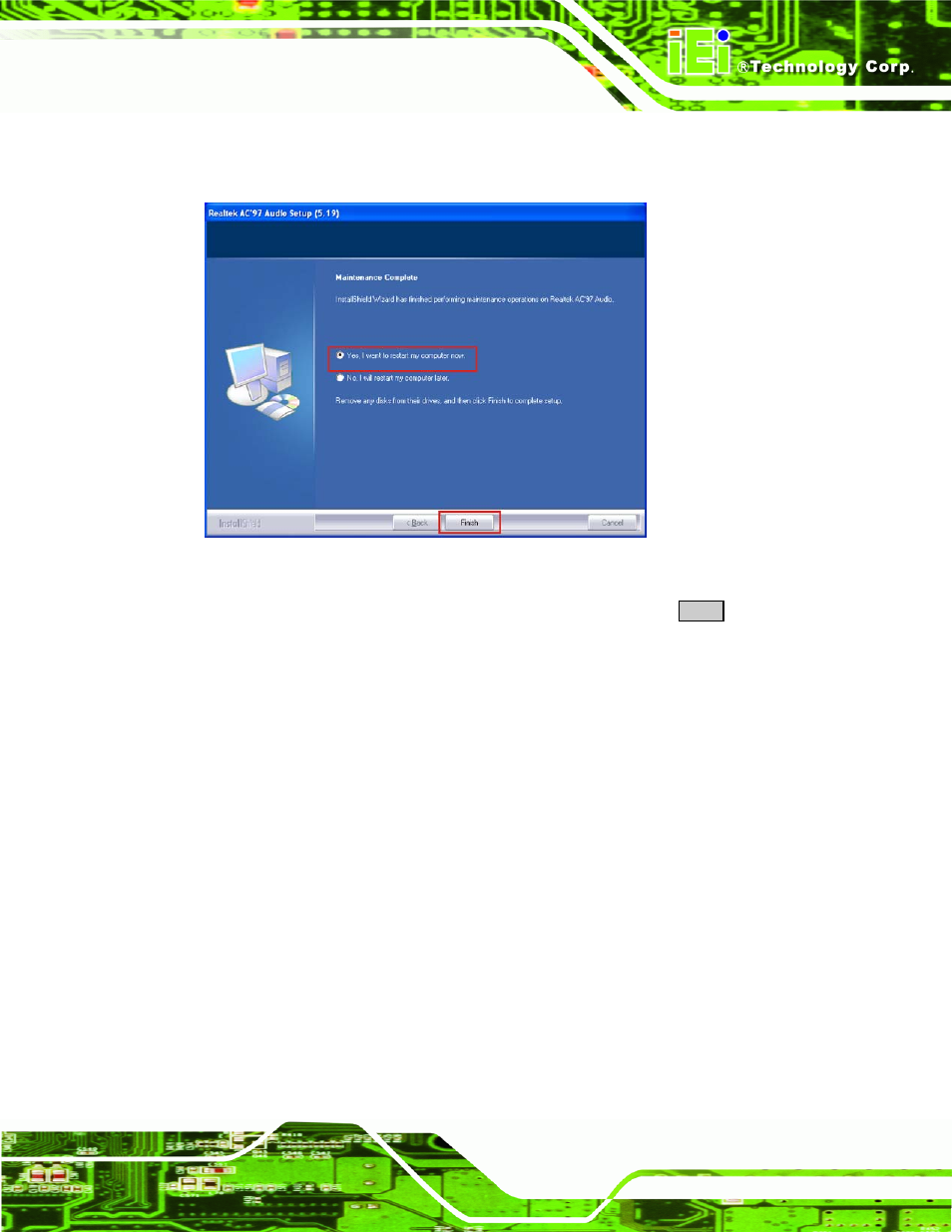 Figure 7-23: ac’97 driver installation complete | IEI Integration eKINO-945GSE v1.12 User Manual | Page 171 / 215