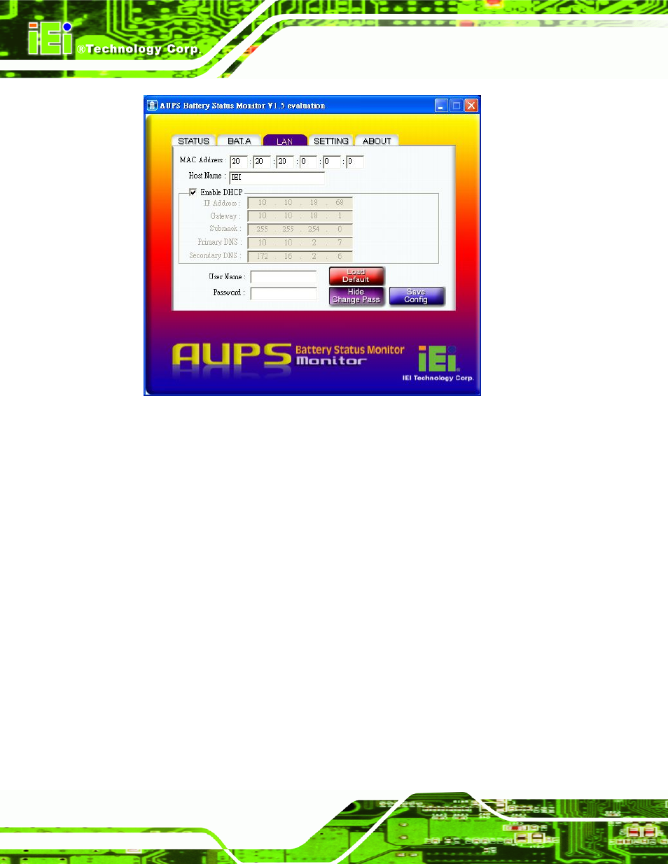 5 setting, Figure 8-13: lan setting – change password | IEI Integration eKINO-945GSE v1.12 User Manual | Page 180 / 215