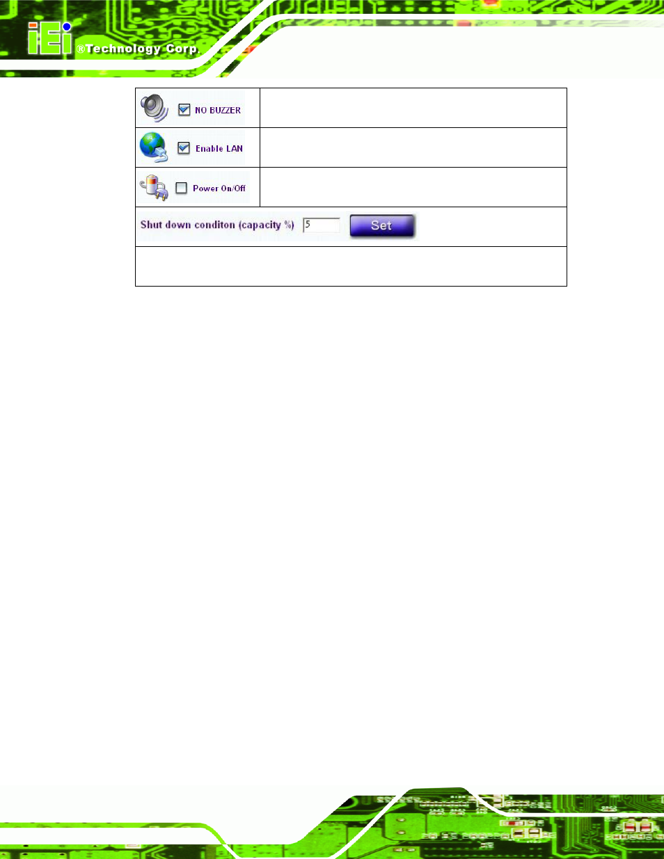 3 remote control and monitoring, Emote, Ontrol and | Onitoring, Table 8-2: status settings | IEI Integration eKINO-945GSE v1.12 User Manual | Page 182 / 215