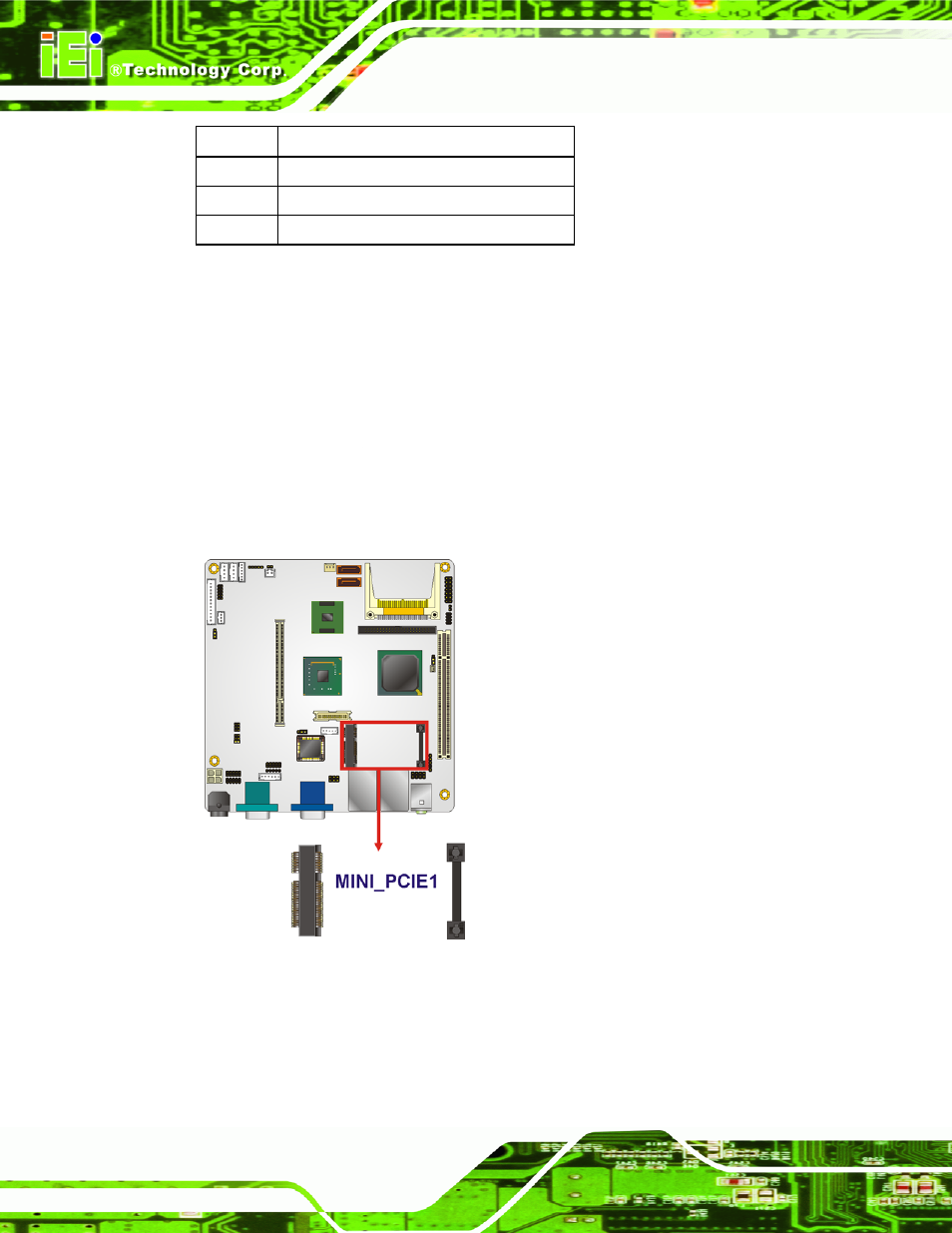 13 pcie mini card slot, Figure 4-14: pcie mini card slot location, Table 4-12: mcu lan connector pinouts | IEI Integration eKINO-945GSE v1.12 User Manual | Page 62 / 215