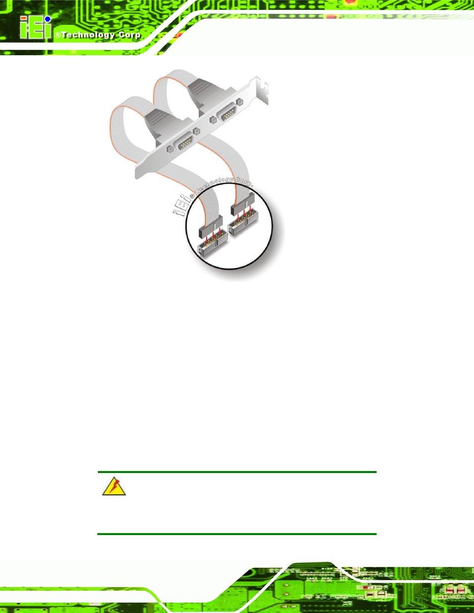 4 usb cable (dual port) with slot bracket, Figure 5-8: dual rs-232 cable installation | IEI Integration eKINO-945GSE v1.12 User Manual | Page 96 / 215