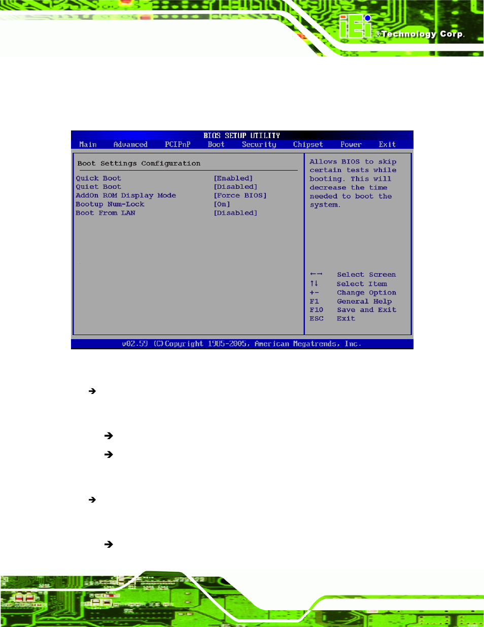 1 boot settings configuration, Bios menu 14: boot settings configuration | IEI Integration KINO-945GSE v1.10 User Manual | Page 141 / 190