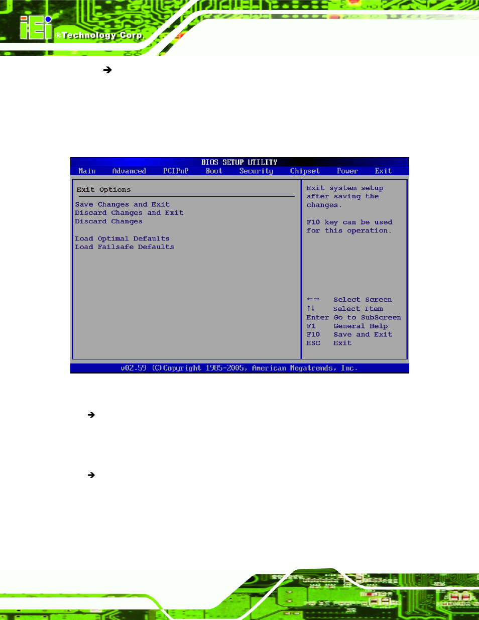 8 exit, Bios menu 20: exit | IEI Integration KINO-945GSE v1.10 User Manual | Page 150 / 190