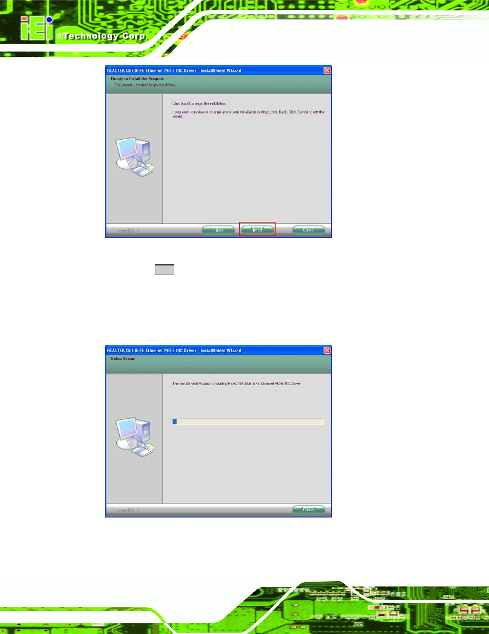 Figure 7-17: lan driver welcome screen, Figure 7-18: lan driver installation | IEI Integration KINO-945GSE v1.10 User Manual | Page 164 / 190
