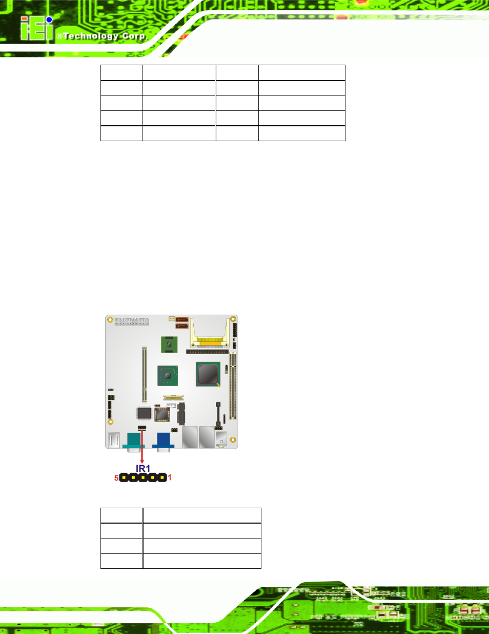 8 infrared interface connector, Figure 4-9: infrared connector pinout locations, Table 4-9: ide connector pinouts | IEI Integration KINO-945GSE v1.10 User Manual | Page 64 / 190