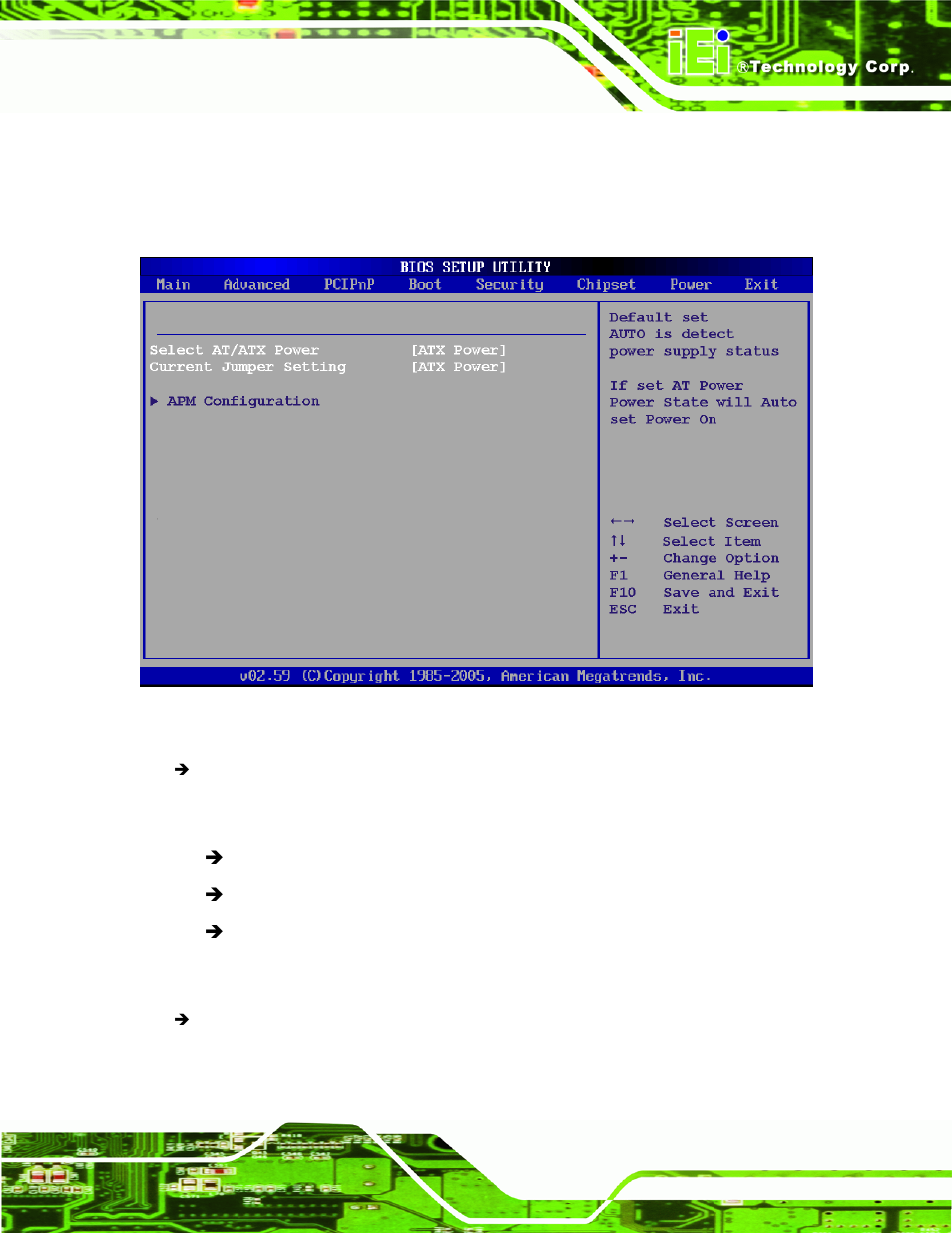 5 power configuration, Bios menu 8: power configuration | IEI Integration KINO-945GSE v1.07 User Manual | Page 127 / 189