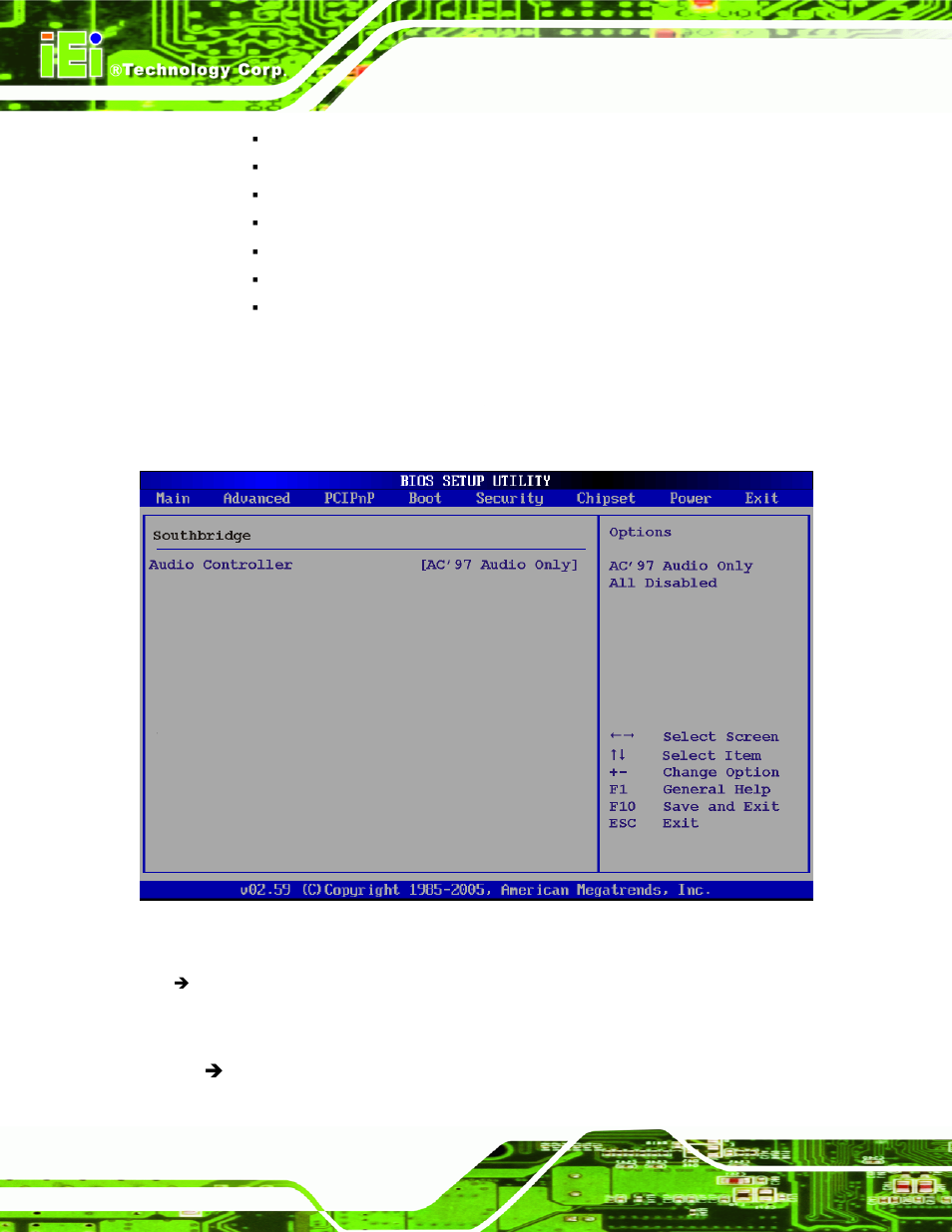 2 southbridge configuration, Bios menu 19: southbridge chipset configuration | IEI Integration KINO-945GSE v1.07 User Manual | Page 148 / 189