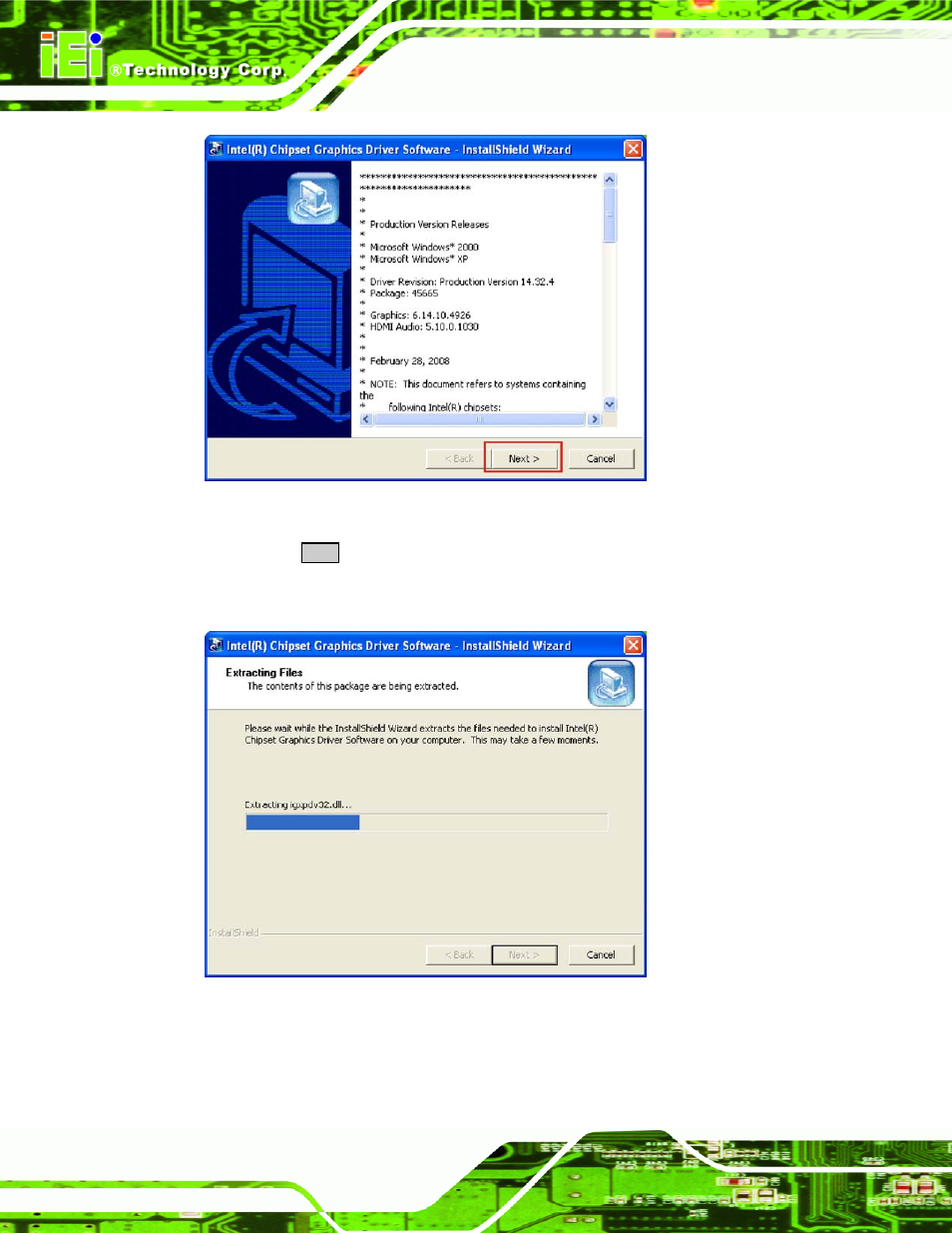 Figure 7-9: vga driver read me file, Figure 7-10: vga driver setup files extracted | IEI Integration KINO-945GSE v1.07 User Manual | Page 158 / 189