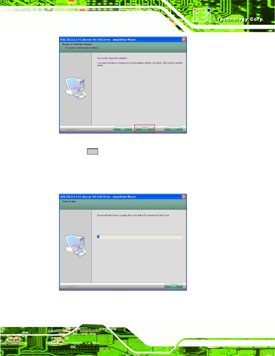 Figure 7-17: lan driver welcome screen, Figure 7-18: lan driver installation | IEI Integration KINO-945GSE v1.07 User Manual | Page 163 / 189