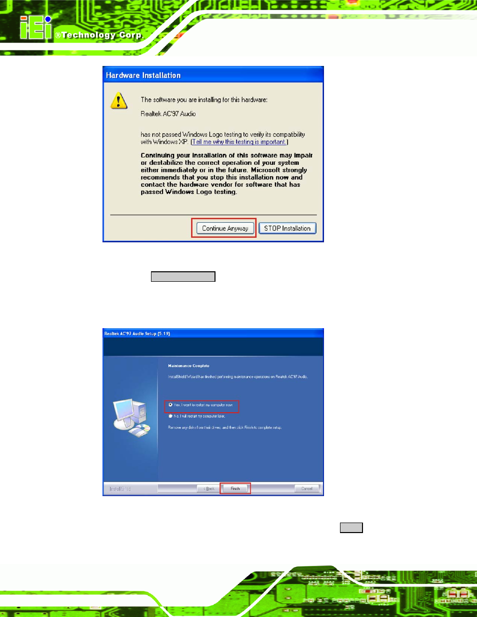 Figure 7-23: ac’97 driver installation complete | IEI Integration KINO-945GSE v1.07 User Manual | Page 166 / 189