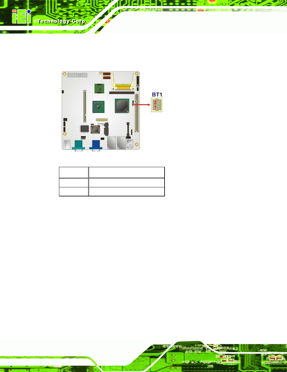 3 compactflash® socket, Figure 4-3: battery connector location, Table 4-4: battery connector pinouts | IEI Integration KINO-945GSE v1.07 User Manual | Page 56 / 189
