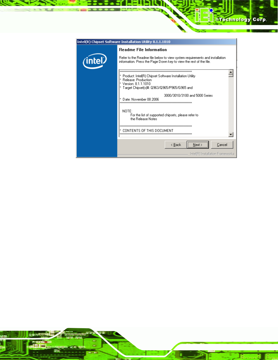 Figure 7-5: chipset driver readme file information | IEI Integration KINO-9453 v1.00 User Manual | Page 165 / 229