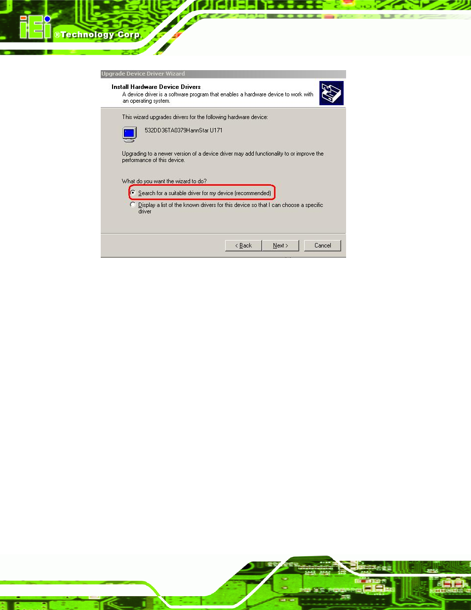 Figure 7-19: search for suitable driver | IEI Integration KINO-9453 v1.00 User Manual | Page 176 / 229
