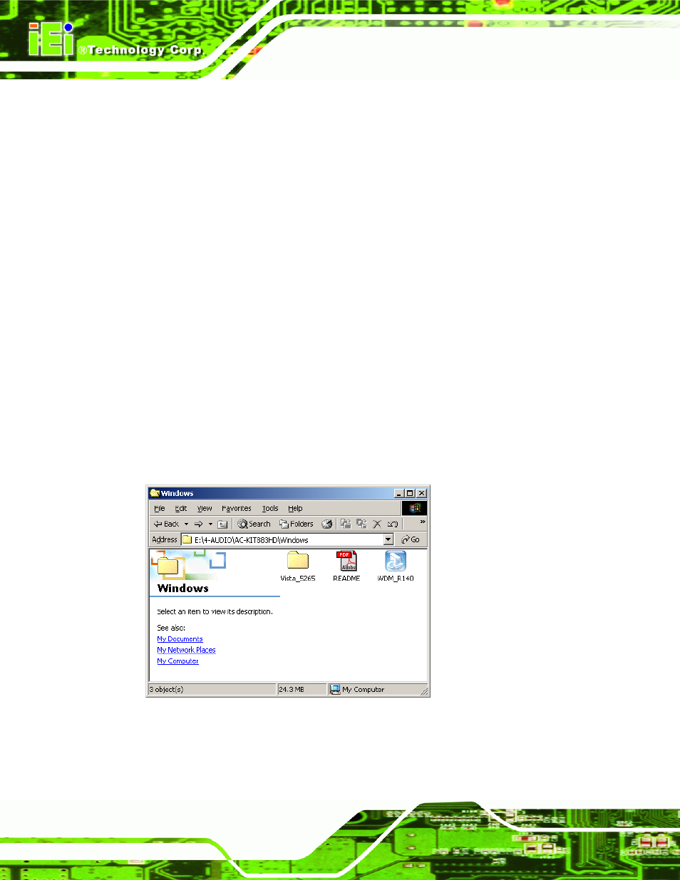 6 realtek hd audio driver (alc883) installation, 1 bios setup, 2 driver installation | Ealtek, Hd a, Udio, River, Alc883) i, Nstallation, Figure 7-22: 4-audio\ac-kit883hd\windows folder | IEI Integration KINO-9453 v1.00 User Manual | Page 178 / 229