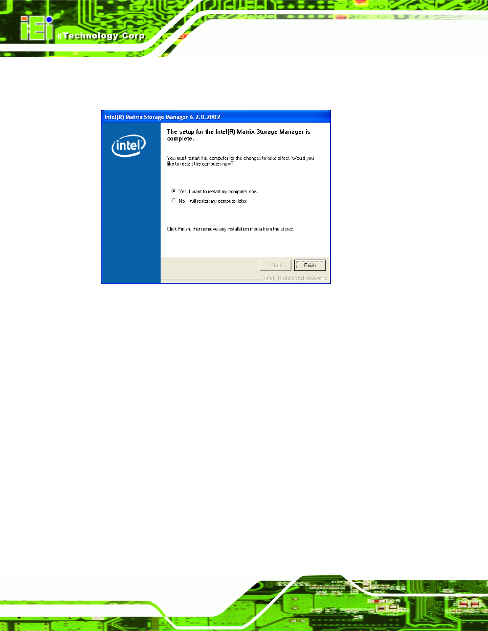 Figure 7-42: matrix storage manager setup complete | IEI Integration KINO-9453 v1.00 User Manual | Page 194 / 229