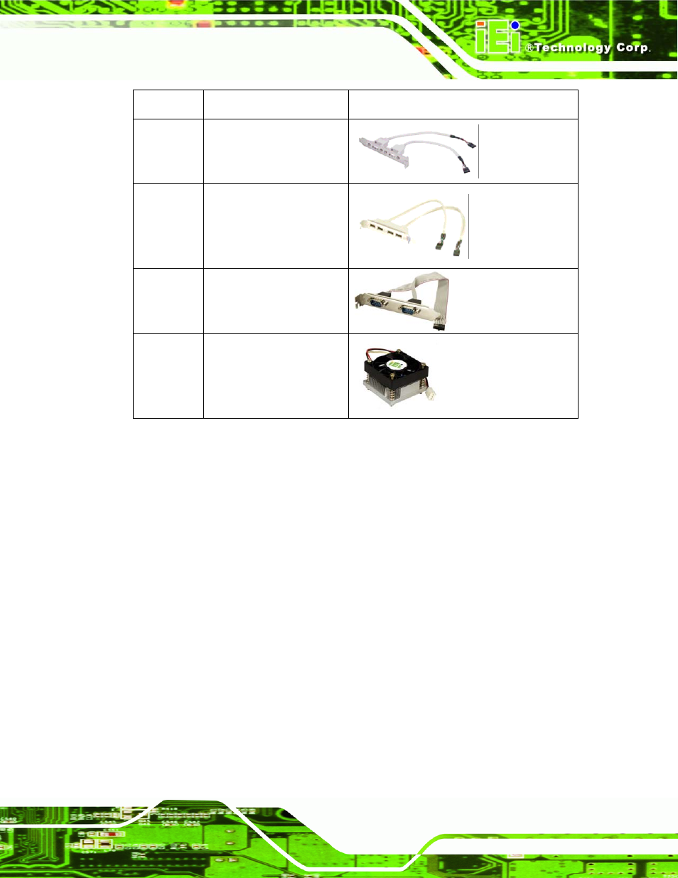 Table 3-2: optional items | IEI Integration KINO-9453 v1.00 User Manual | Page 45 / 229