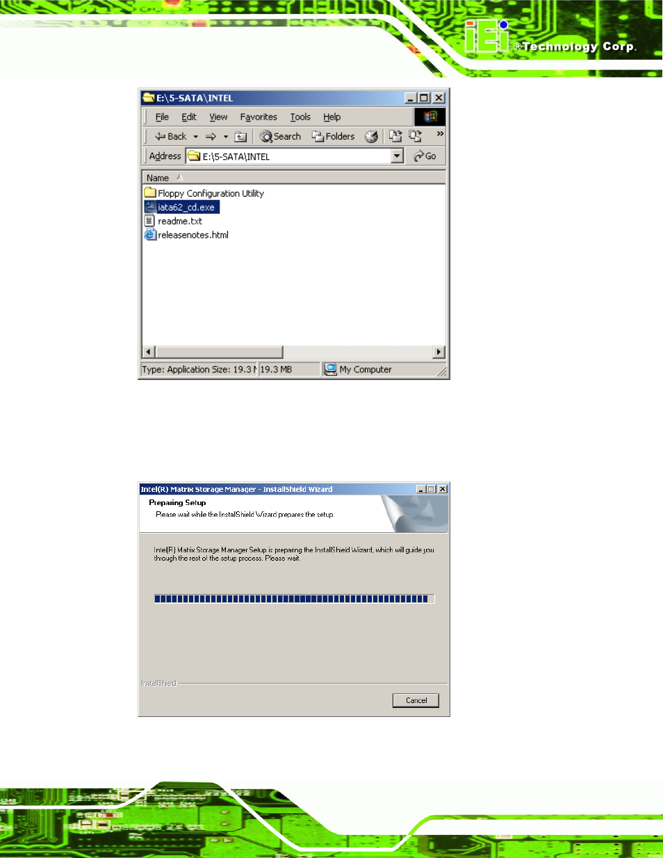 Figure 7-35: sata raid setup program icon, Figure 7-36: installshield wizard setup screen | IEI Integration KINO-9453 v2.00 User Manual | Page 193 / 229