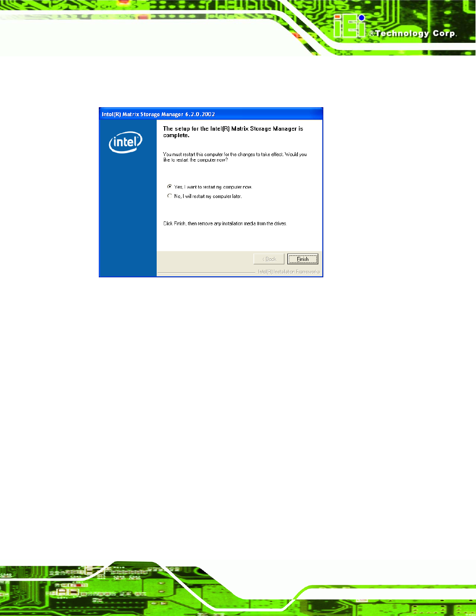 Figure 7-42: matrix storage manager setup complete | IEI Integration KINO-9453 v2.00 User Manual | Page 197 / 229