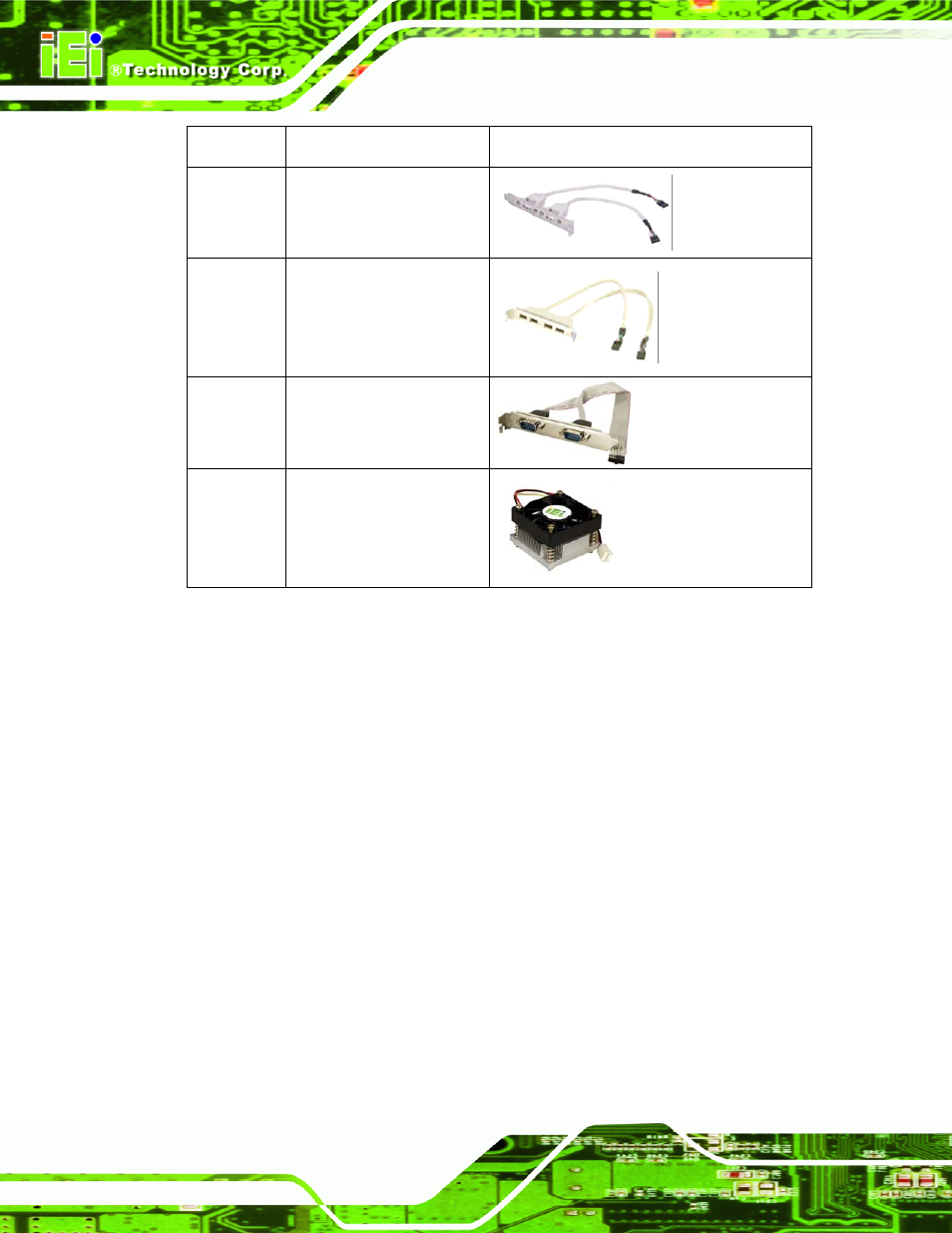 Table 3-2: optional items | IEI Integration KINO-9453 v2.00 User Manual | Page 46 / 229