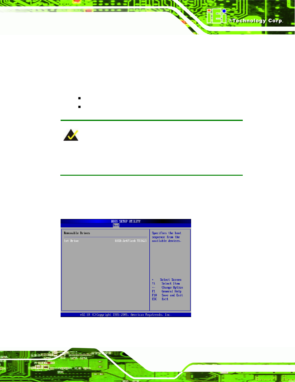 3 removable drives, Menu 18: removable drives | IEI Integration KINO-9453 v2.10 User Manual | Page 148 / 193
