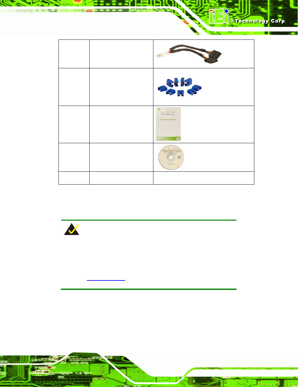 2 optional items, Table 3-1: package list contents | IEI Integration KINO-9453 v2.10 User Manual | Page 44 / 193