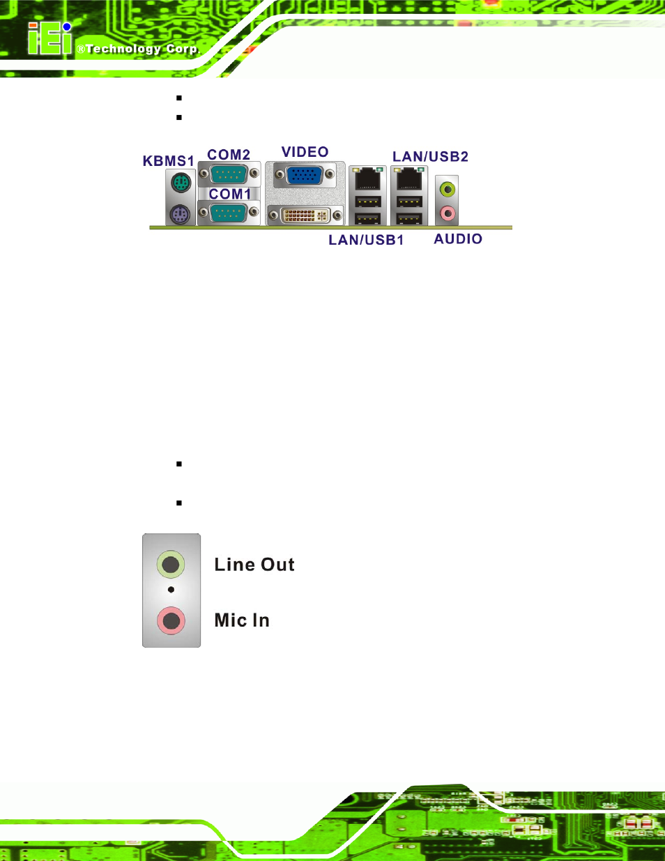 1 audio connectors, Figure 4-15: audio connectors | IEI Integration KINO-9453 v2.10 User Manual | Page 63 / 193