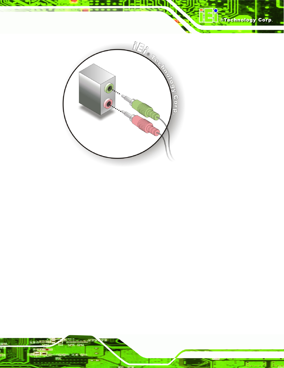 2 rj-45 ethernet connection, Figure 5-18: audio connectors | IEI Integration KINO-9453 v2.10 User Manual | Page 96 / 193