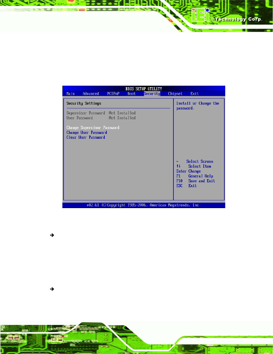 6 security, Ecurity | IEI Integration KINO-9652 v1.00 User Manual | Page 161 / 269