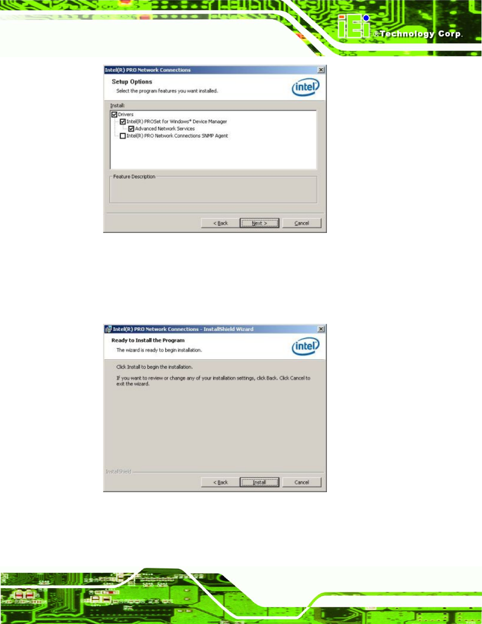 Figure 7-26: intel® 82566 driver setup options | IEI Integration KINO-9652 v1.00 User Manual | Page 189 / 269