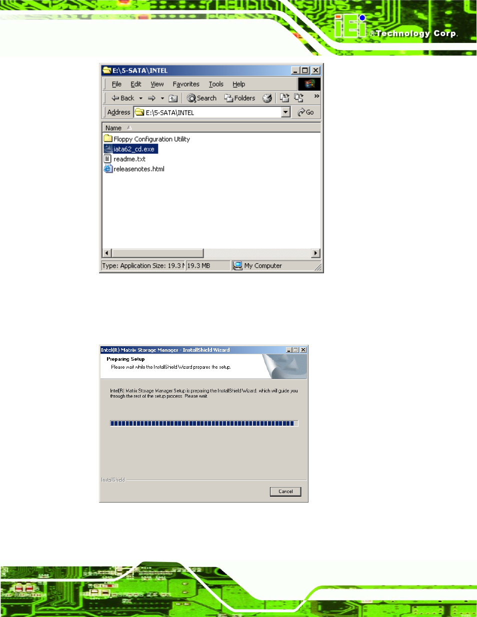 Figure 7-53: sata raid setup program icon, Figure 7-54: installshield wizard setup screen | IEI Integration KINO-9652 v1.00 User Manual | Page 207 / 269