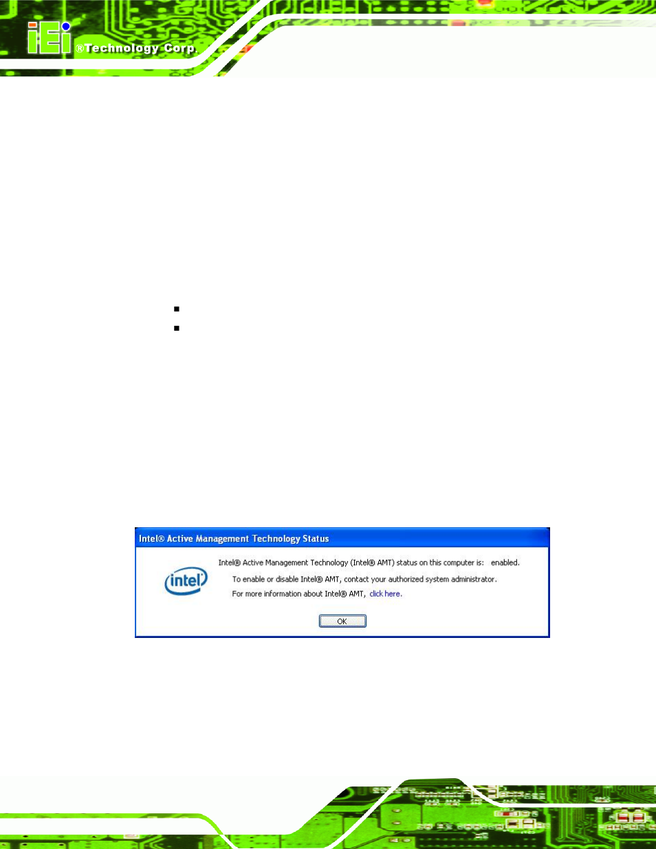1 intel® amt setup procedure, Ntel, Amt s | Etup, Rocedure, 1 intel, Amt setup procedure | IEI Integration KINO-9652 v1.00 User Manual | Page 218 / 269