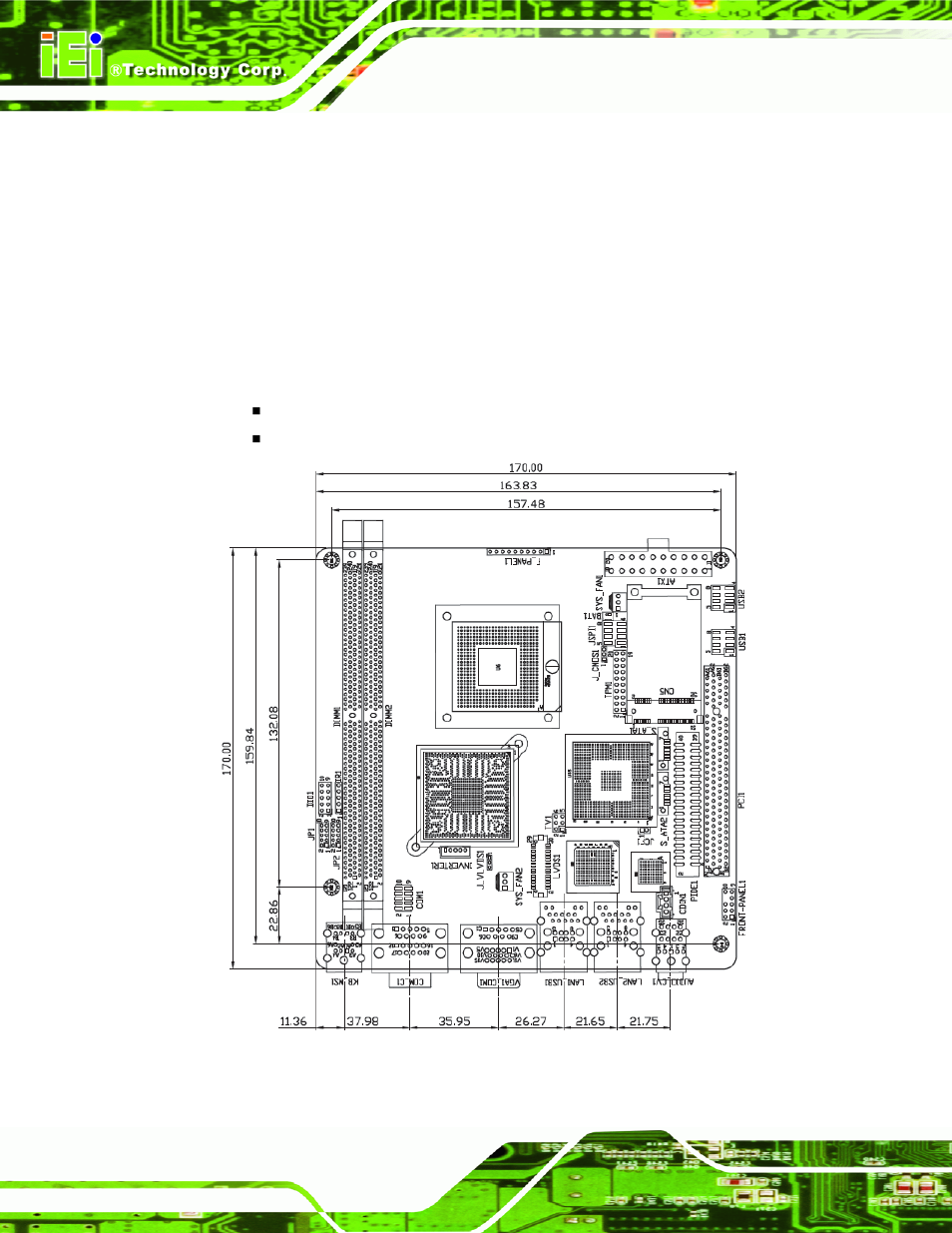 1 overview, 2 dimensions, 1 board dimensions | Verview, Imensions, Figure 2-1: kino-9652 dimensions (mm) | IEI Integration KINO-9652 v1.00 User Manual | Page 30 / 269